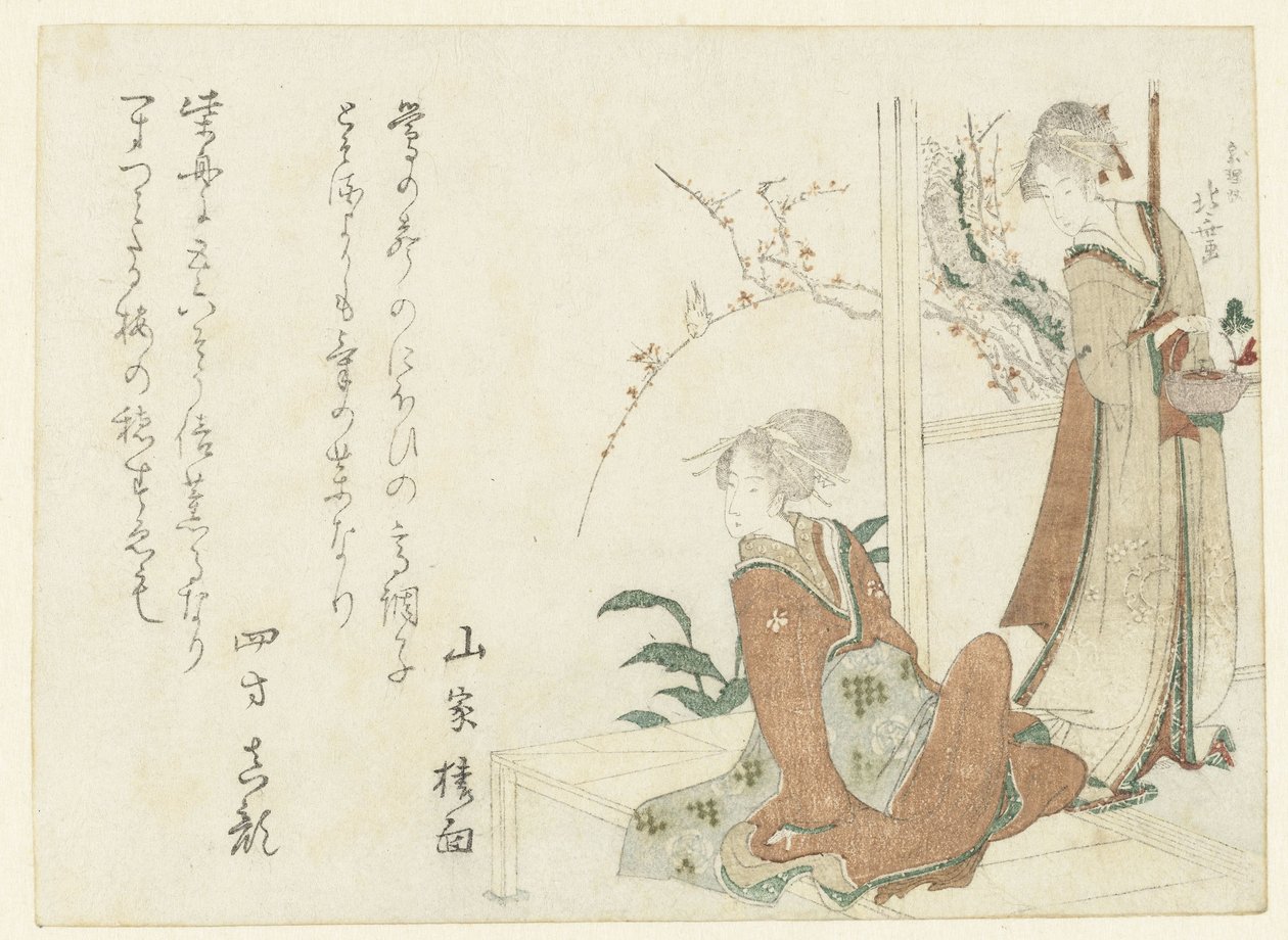 To kvinder på verandaen af Katsushika Hokusai