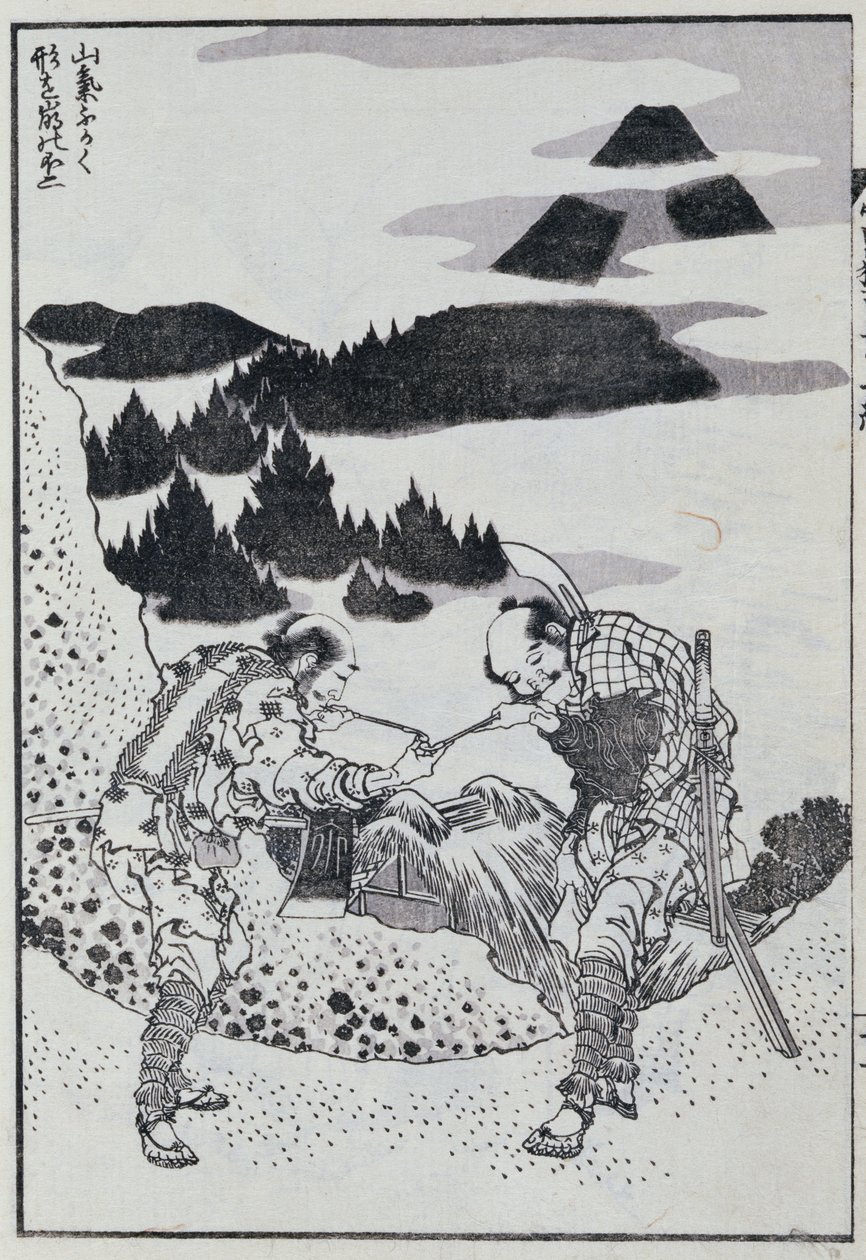 To mænd, fra en Manga (træbloktryk i farver) af Katsushika Hokusai