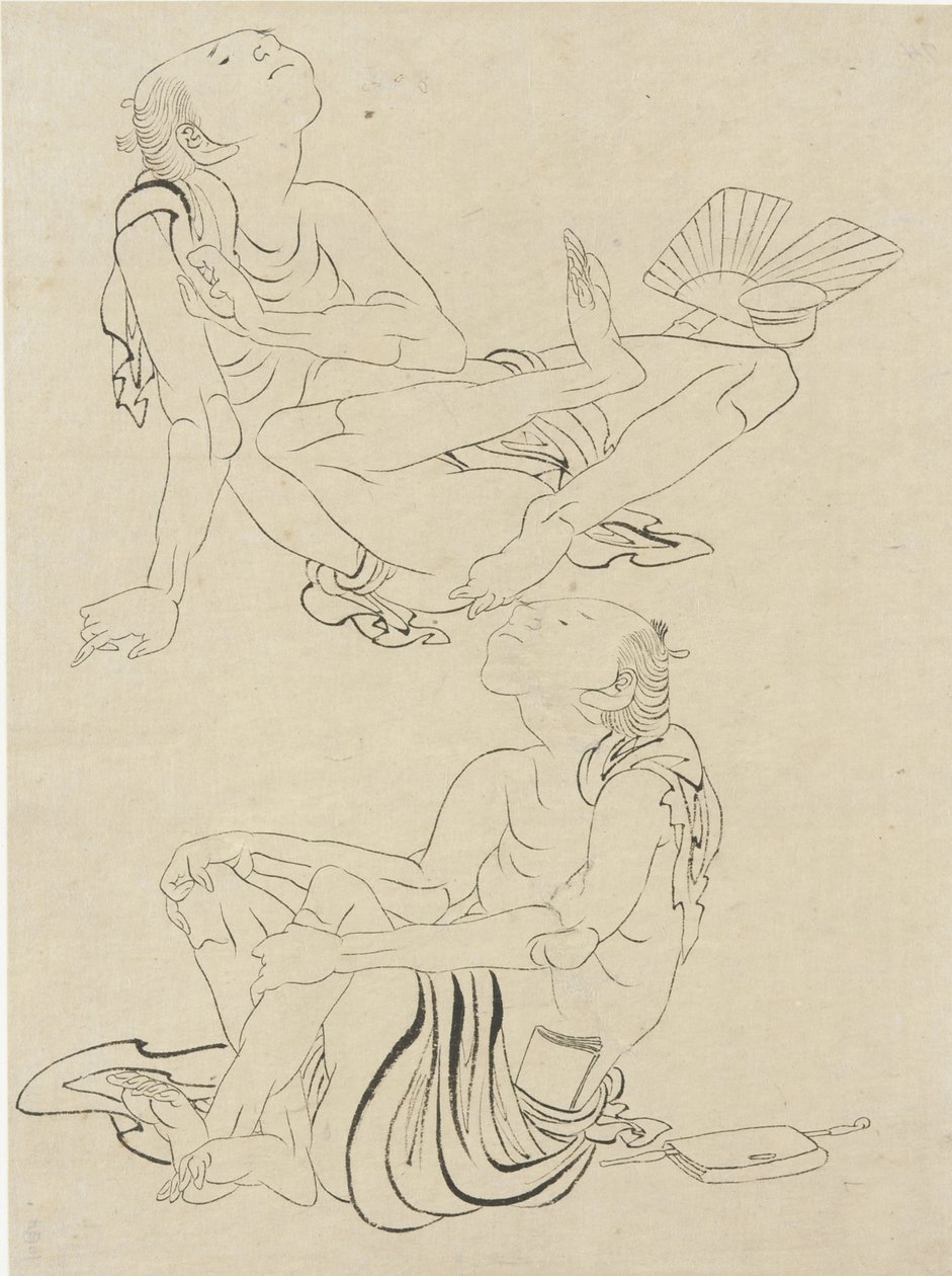 To mænd slapper af om sommeren, Edo-perioden (blæk på papir) af Katsushika Hokusai