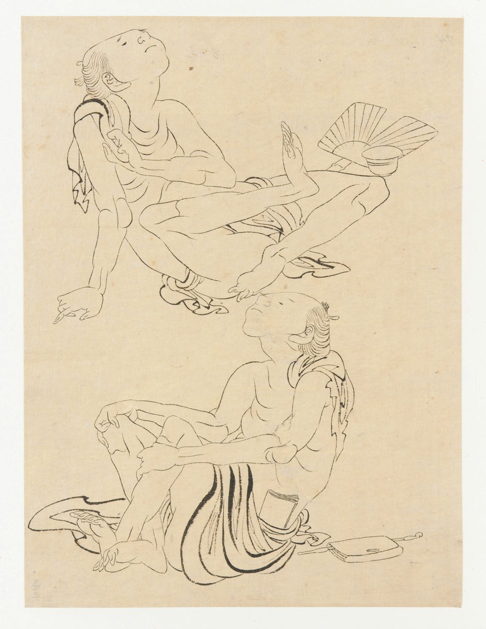To mænd slapper af om sommeren, Edo-periode, 1800-tallet. af Katsushika Hokusai
