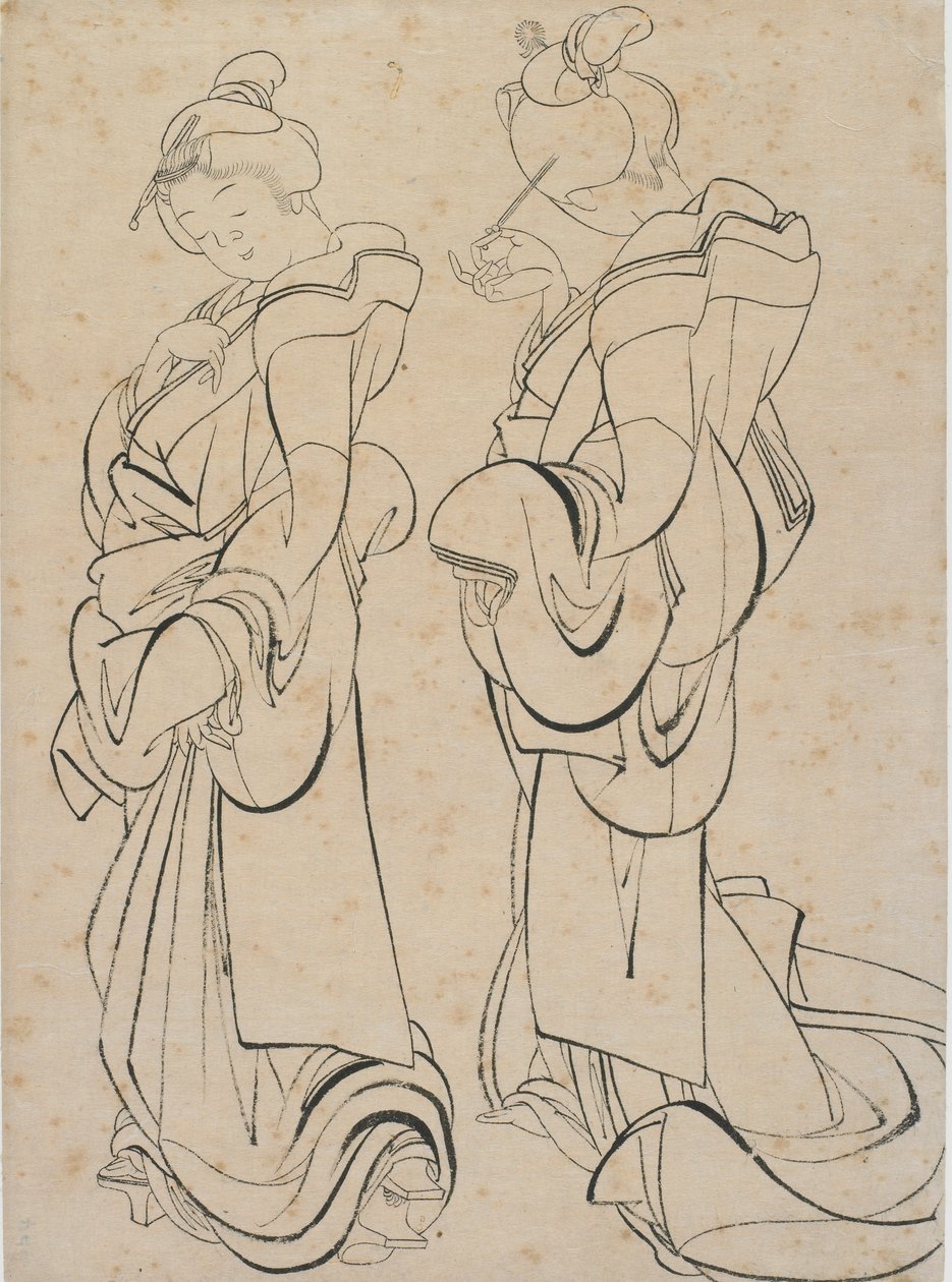 To kvinder, slutningen af det 18.-begyndelsen af det 19. århundrede. af Katsushika Hokusai
