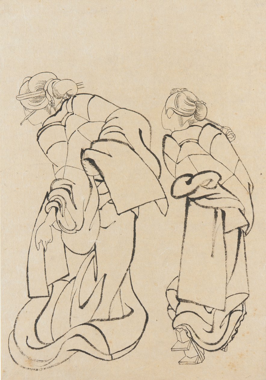 To kvinder, slutningen af det 18.-begyndelsen af det 19. århundrede. af Katsushika Hokusai