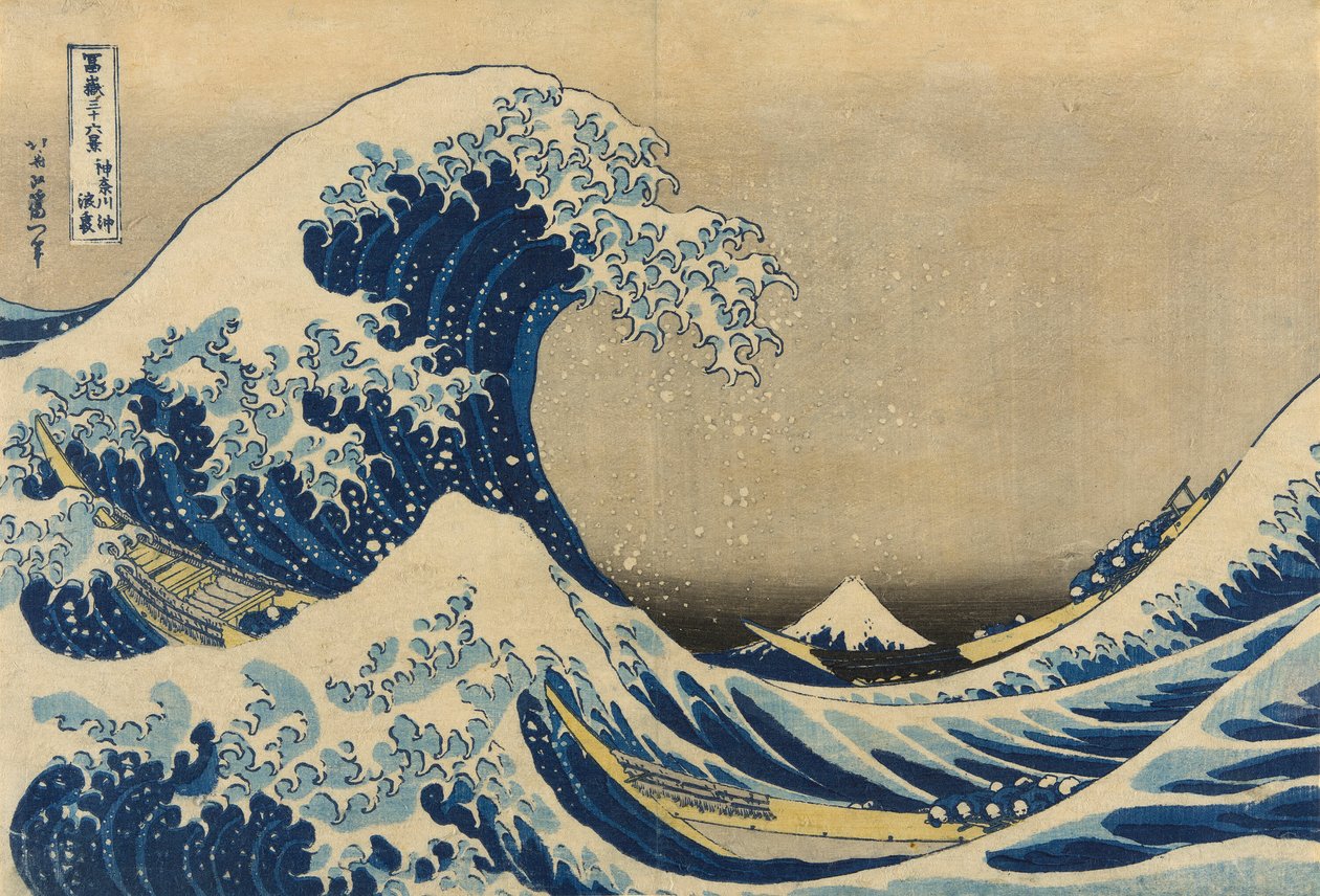 Under bølgen ud for Kanagawa (Kanagawa oki nami ura), også kendt som The Great Wave, fra serien "Thirty-Six Views of Mount Fuji (Fugaku sanjurokkei)" af Katsushika Hokusai