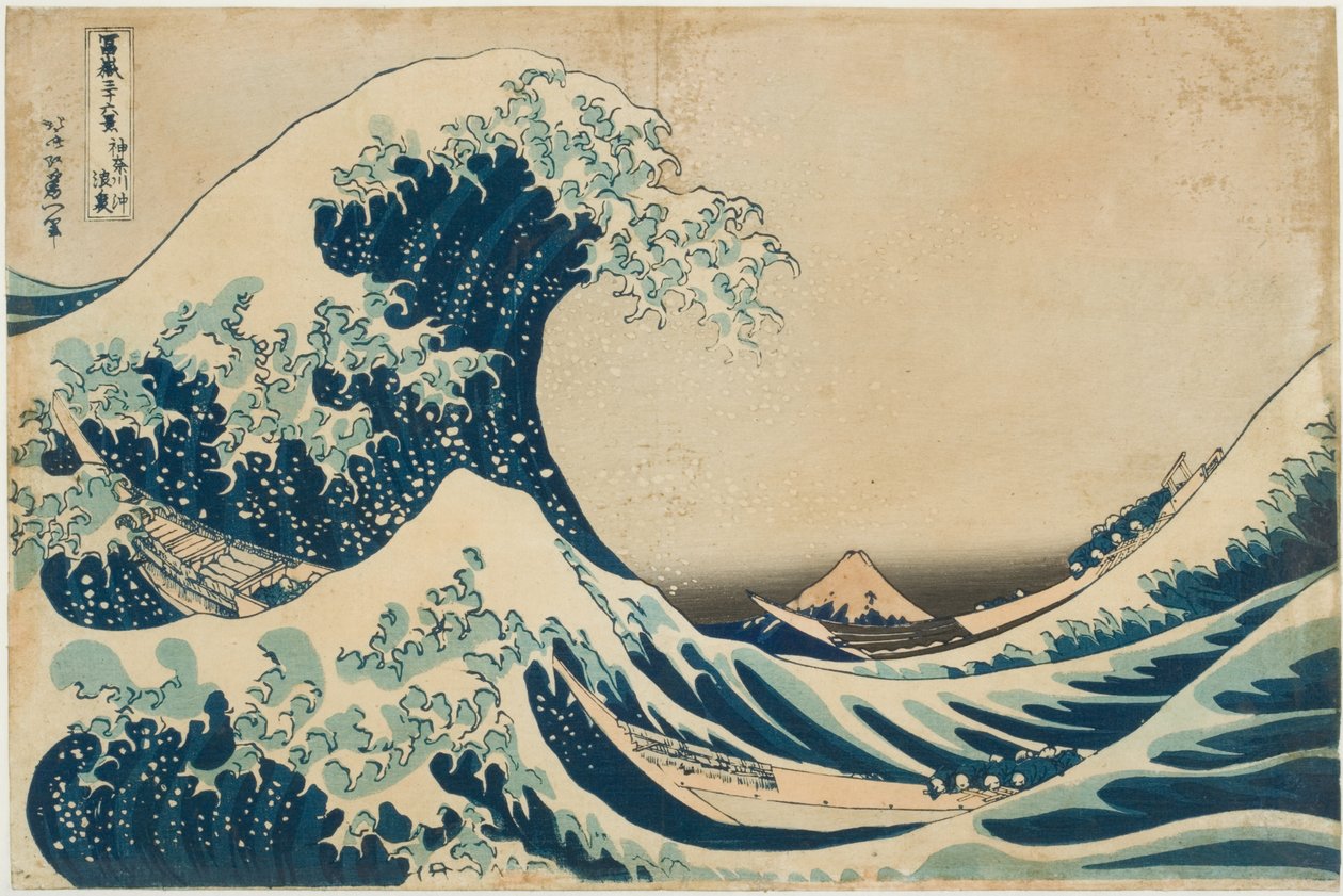 Under the Wave off Kanagawa (træbloktryk) af Katsushika Hokusai