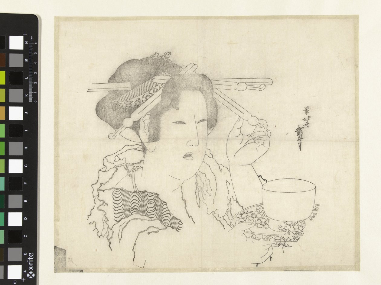 Kvinde med tekop af Katsushika Hokusai