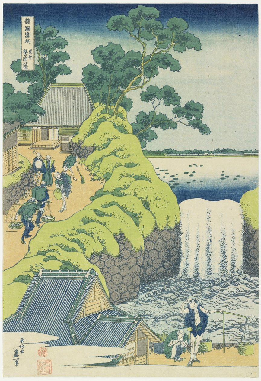 Vandfald ved Aoigaoka i Edo, ca. 1833 af Katsushika Hokusai