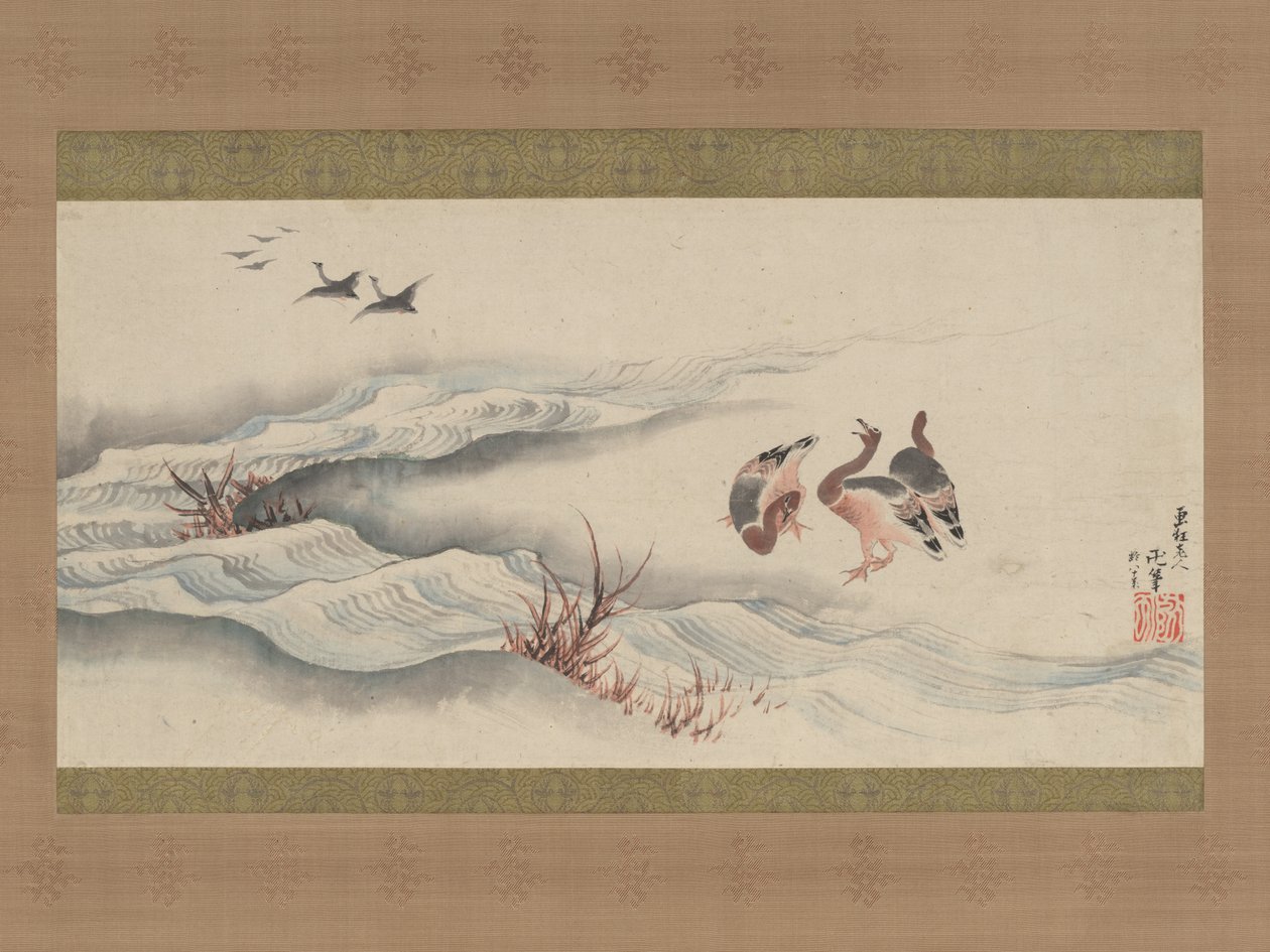 Vilde gæs og vand af Katsushika Hokusai