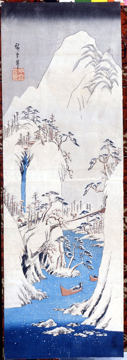 Vinter fan ds cape, SD. Hiroshige (1797-1858). af Katsushika Hokusai