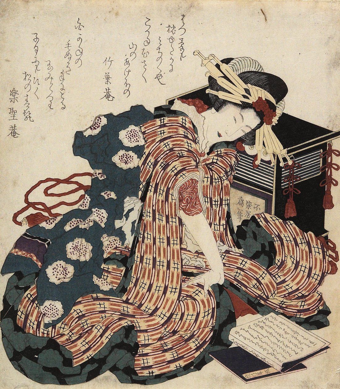Kvinde læser en bog, 1822 af Katsushika Hokusai