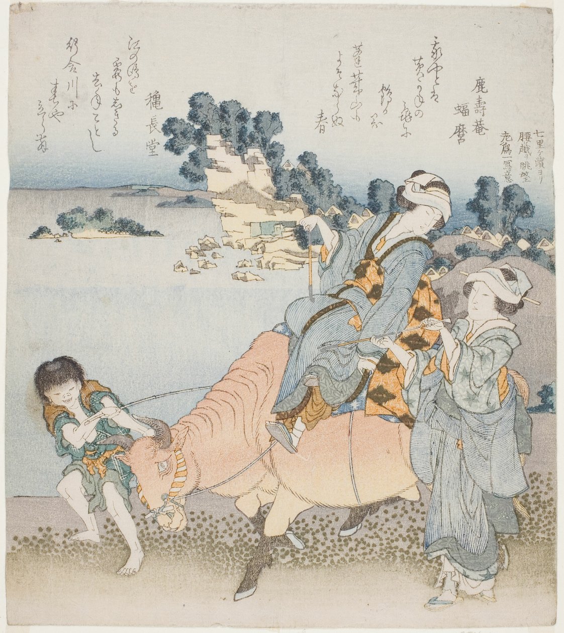 Kvinde rider på en okse af Katsushika Hokusai