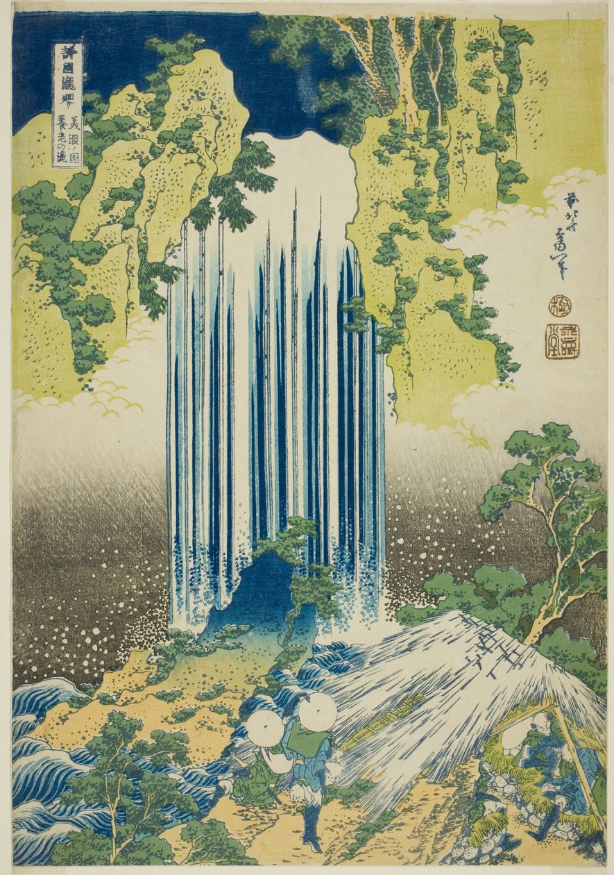 Yoro Falls in Mino Province (Mino no Yoro no taki), from the series "A Tour of Waterfalls in Various Provinces (Shokoku taki meguri)" af Katsushika Hokusai