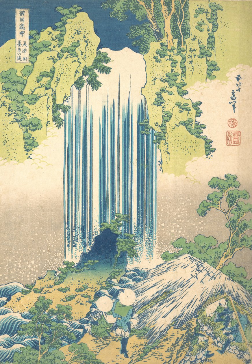 Yoro-vandfaldet i Mino-provinsen Mino no Yoro no taki, fra serien A Tour of Wate..., ca. 1832. af Katsushika Hokusai