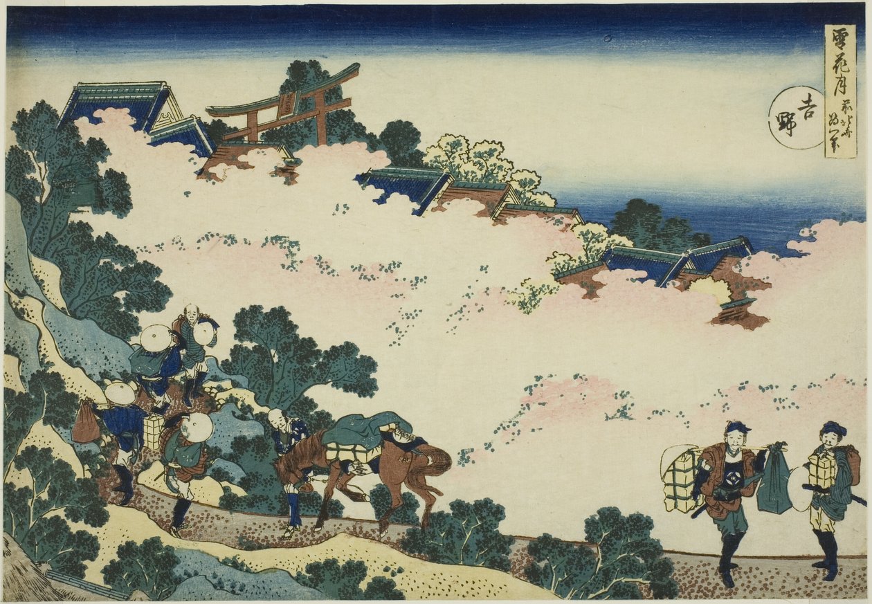Yoshino, fra serien "Snow, Moon and Flowers (Setsugekka)" af Katsushika Hokusai