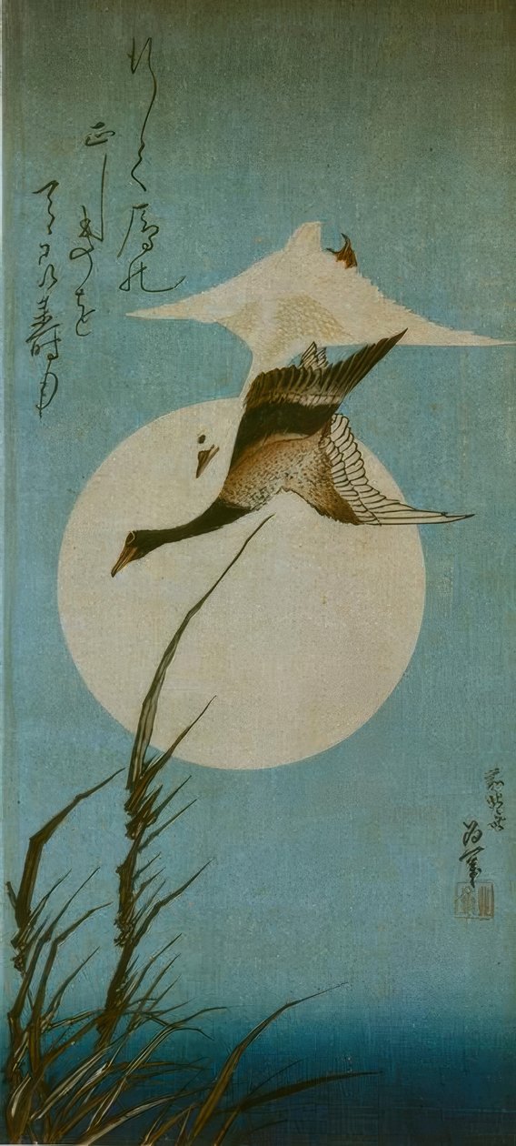 To vilde gæs af Katsushika Hokusai