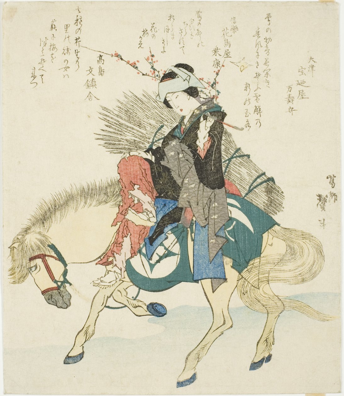 En kvinde fra Ohara til hest af Katsushika Taito II