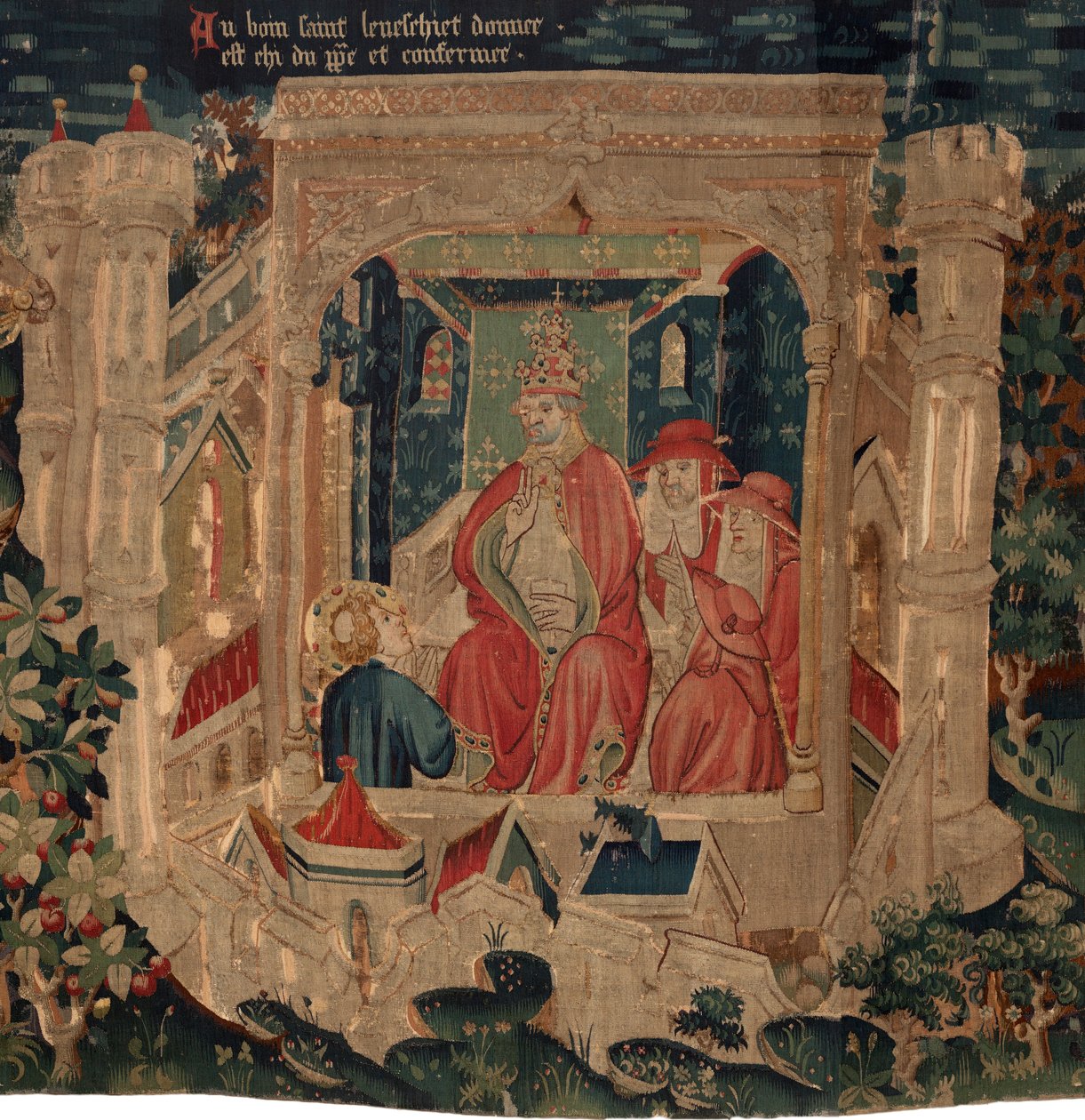 Historien om Saint Piat og Saint Eleuthère, også kaldet Arras gobelin. Bestilt fra kanon Toussaint Prier, kapellan for hertugen af Bourgogne, slutningen af det 14.-begyndelsen af det 15. århundrede (tapet) af Alec Hunter