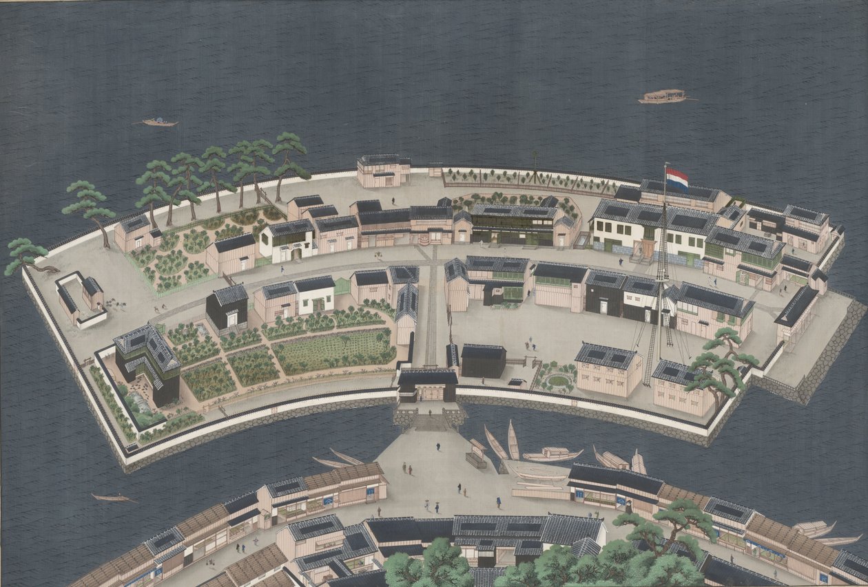 Øen Deshima, ca. 1833-46 af Kawahara Keiga