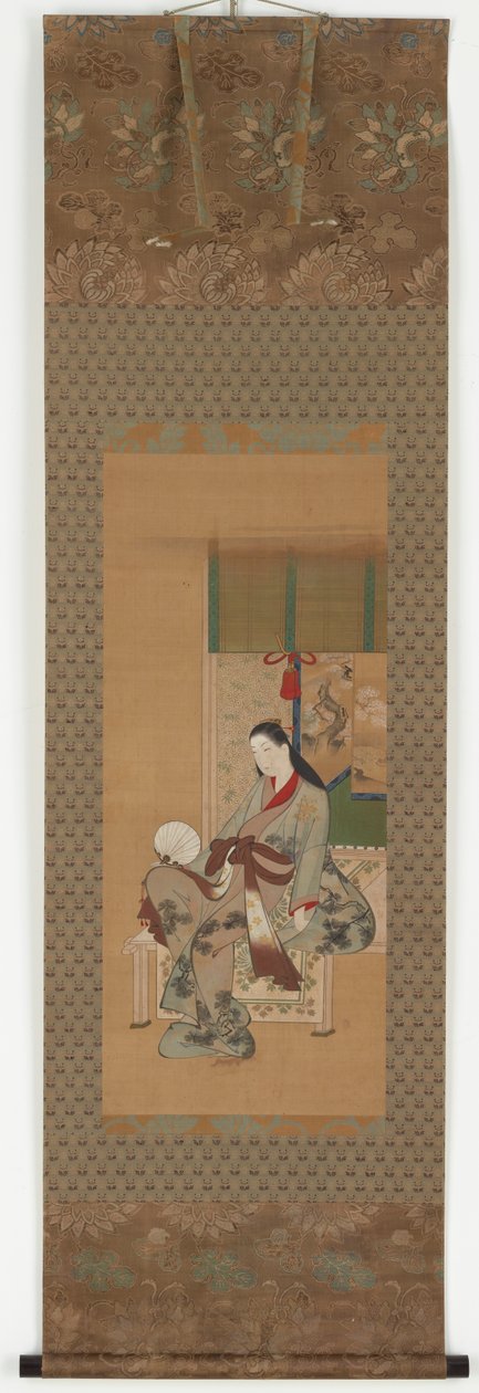 En pige, der sidder på en veranda, Edo-periode, 1700-tallet. af Kawamata Tsuneyuki