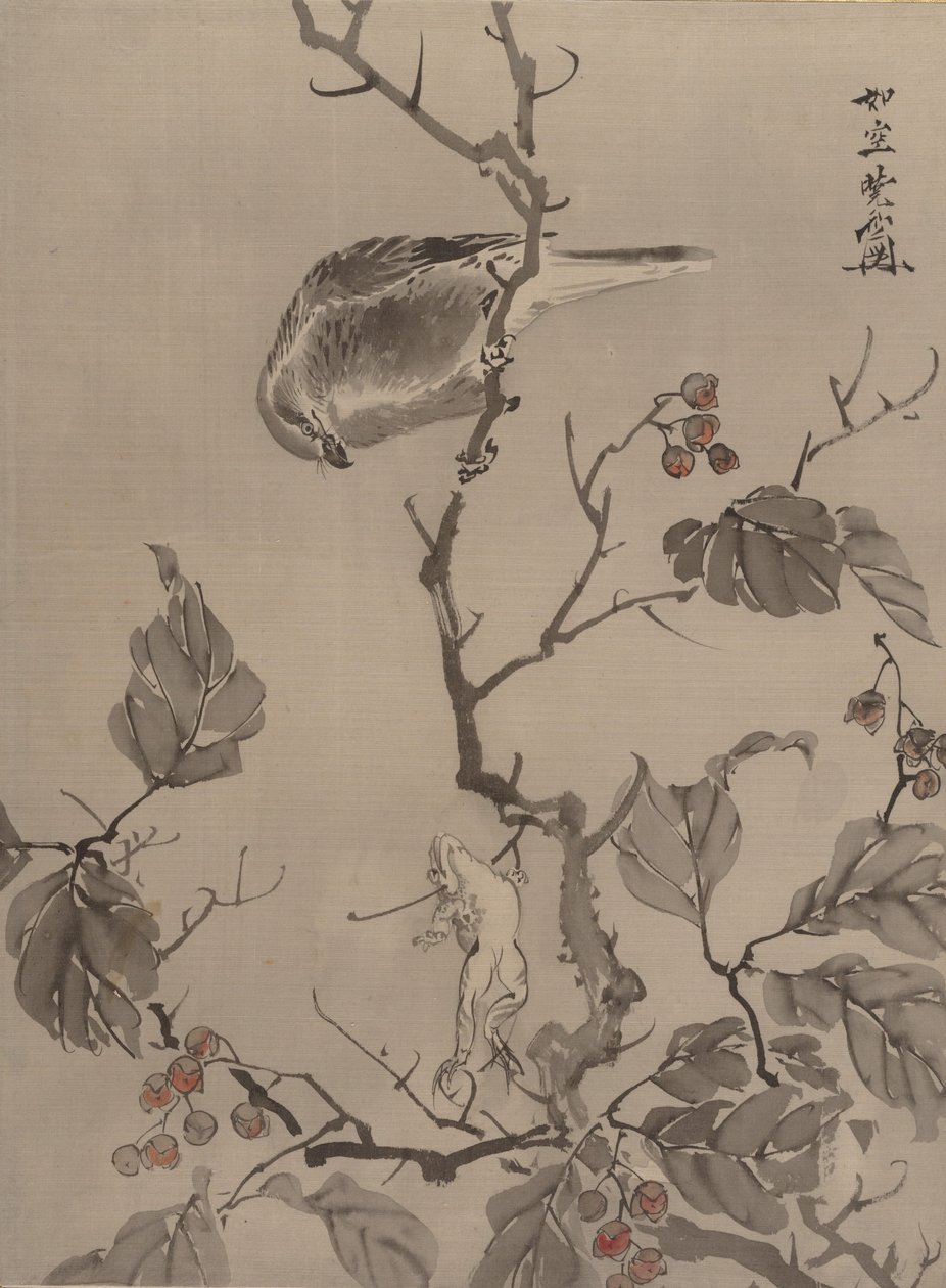 Bird and Frog, ca. 1887. dani af Kawanabe Kyosai