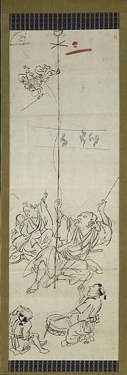 Monkey Trainer, en af seks skitser af Kawanabe Kyosai