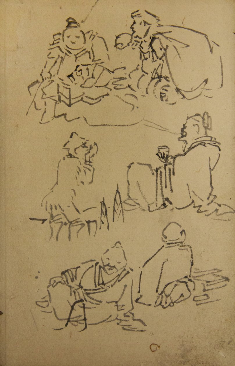Skitser af østasiatiske legendariske figurer, slutningen af det 19. århundrede. af Kawanabe Kyosai