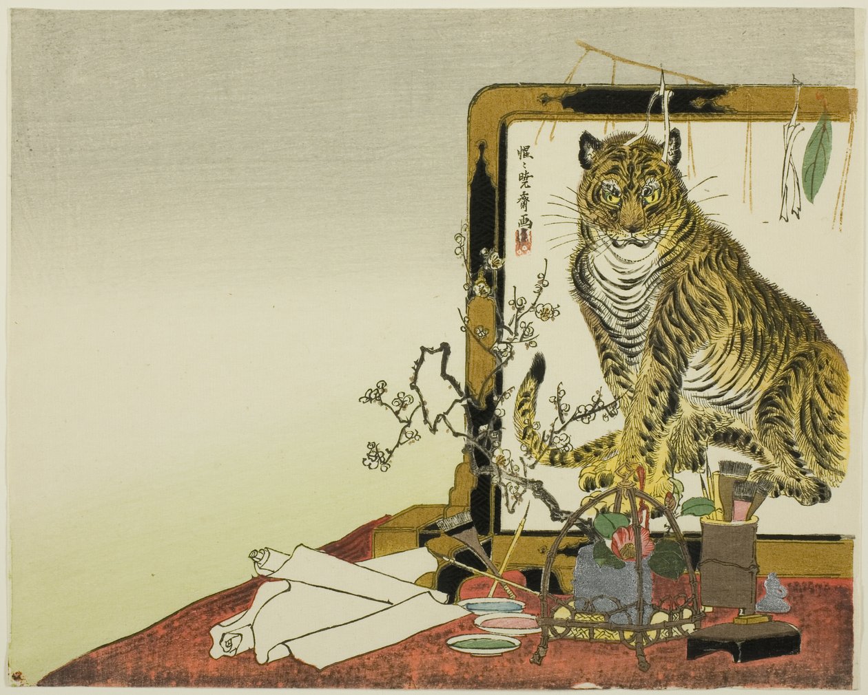 Stående skærm (Tsuitate) af en tiger af Kawanabe Kyosai