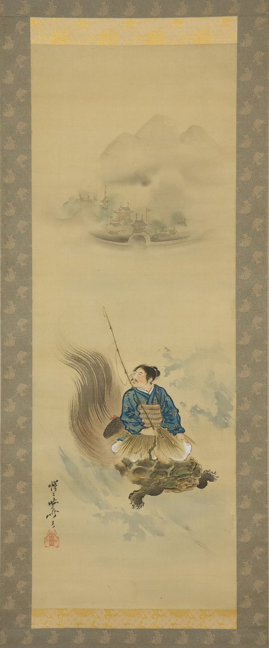 Urashima Taro rider på en skildpadde efter 1888. af Kawanabe Kyosai