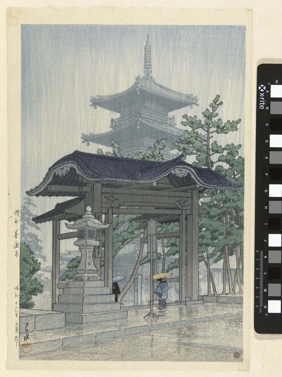 de zensetsu te mpel i sanshu Sanshu Zensetsuji af Kawase Hasui