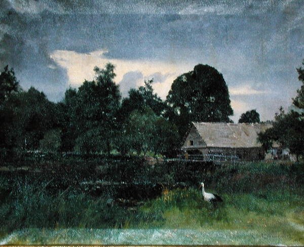 Landskab med en stork af Kazimierz Alchimowicz