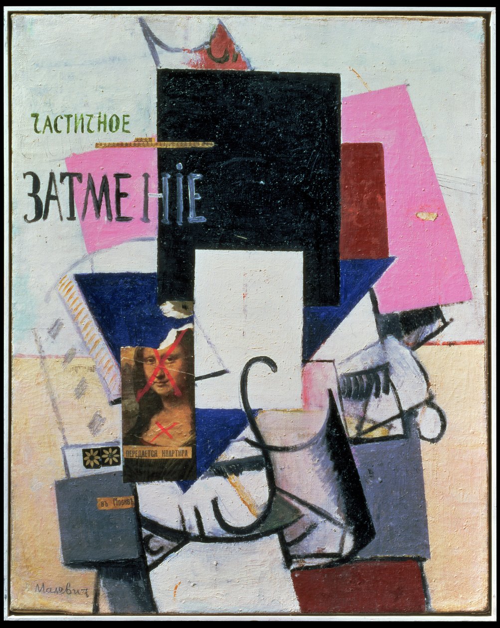 Komposition med Mona Lisa, ca. 1914 (collage) af Kazimir Severinovich Malevich
