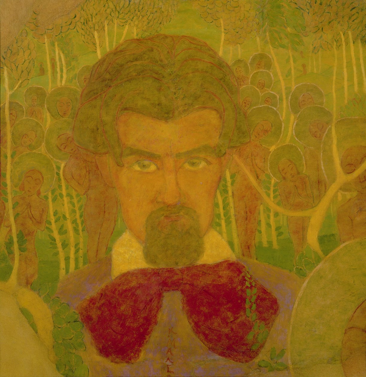 Selvportræt, studie til en fresko, 1907 (tempera på kort) af Kazimir Severinovich Malevich