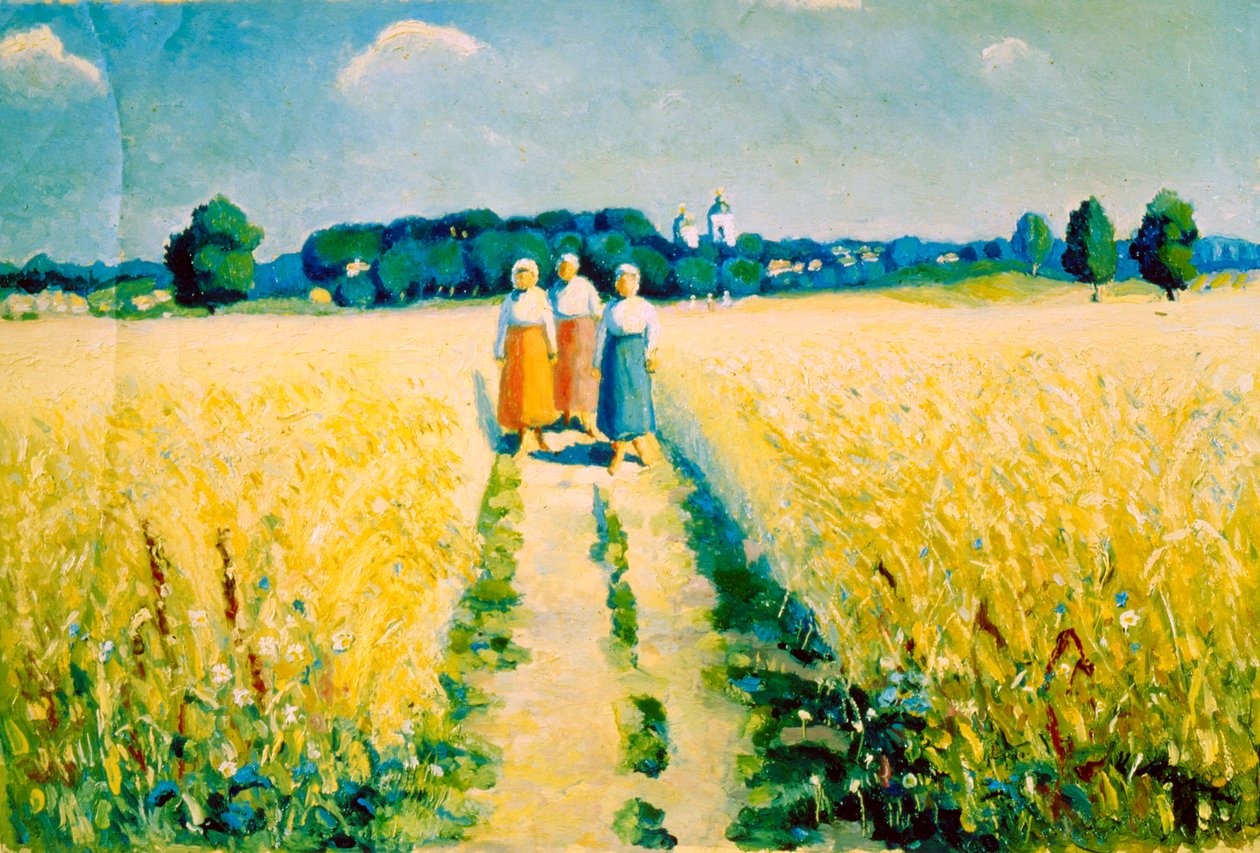 Tre kvinder på vej, efter 1927 af Kazimir Severinovich Malevich
