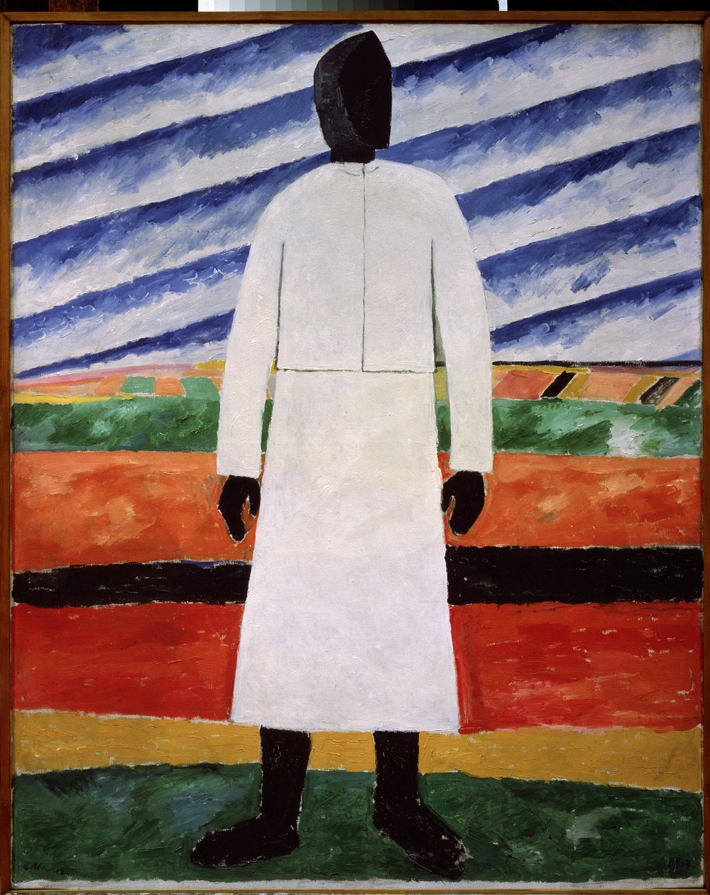 Bondekone med det sorte ansigt. Maleri af Kasimir Severinovich Malevich (Malevich, Malevic) (1878-1935), olie på lærred af Kazimir Severinovich Malevich