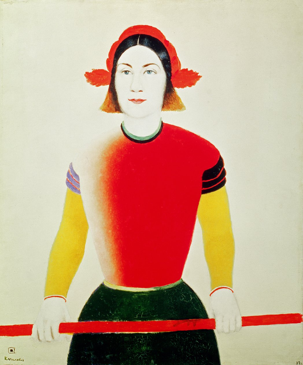 Pige med en stang (olie) af Kazimir Severinovich Malevich