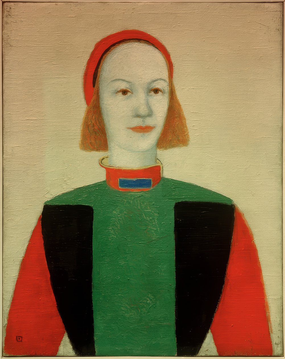Hovedet af en moderne pige af Kazimir Severinovich Malevich