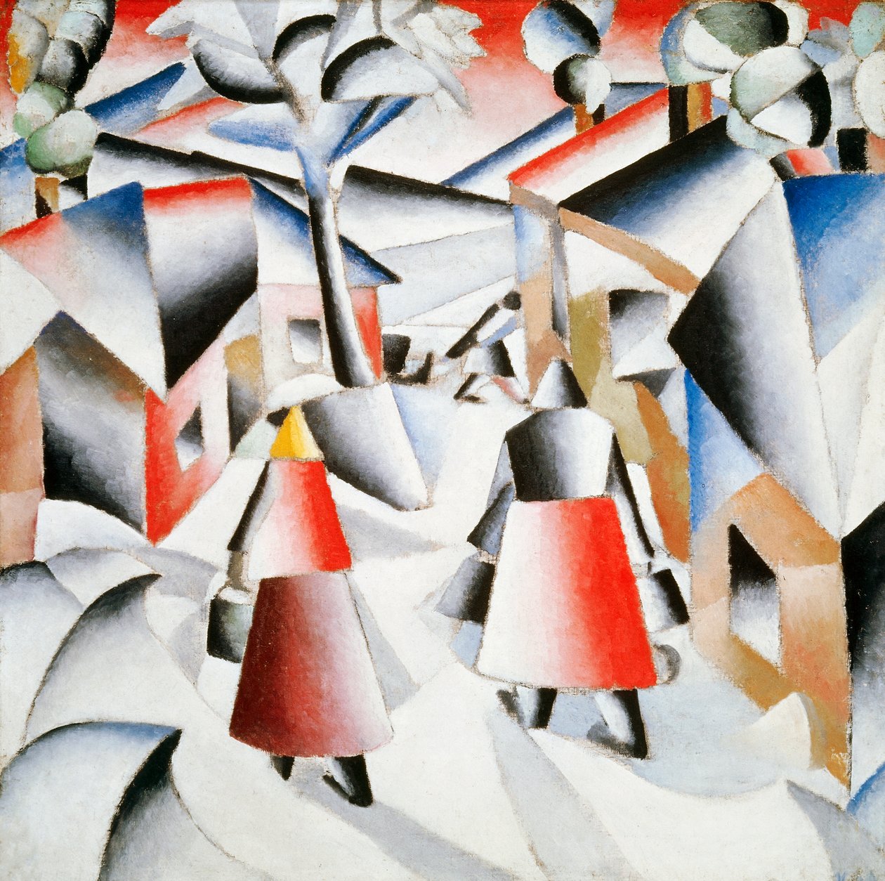 Morgen i landsbyen efter snestorm af Kazimir Severinovich Malevich