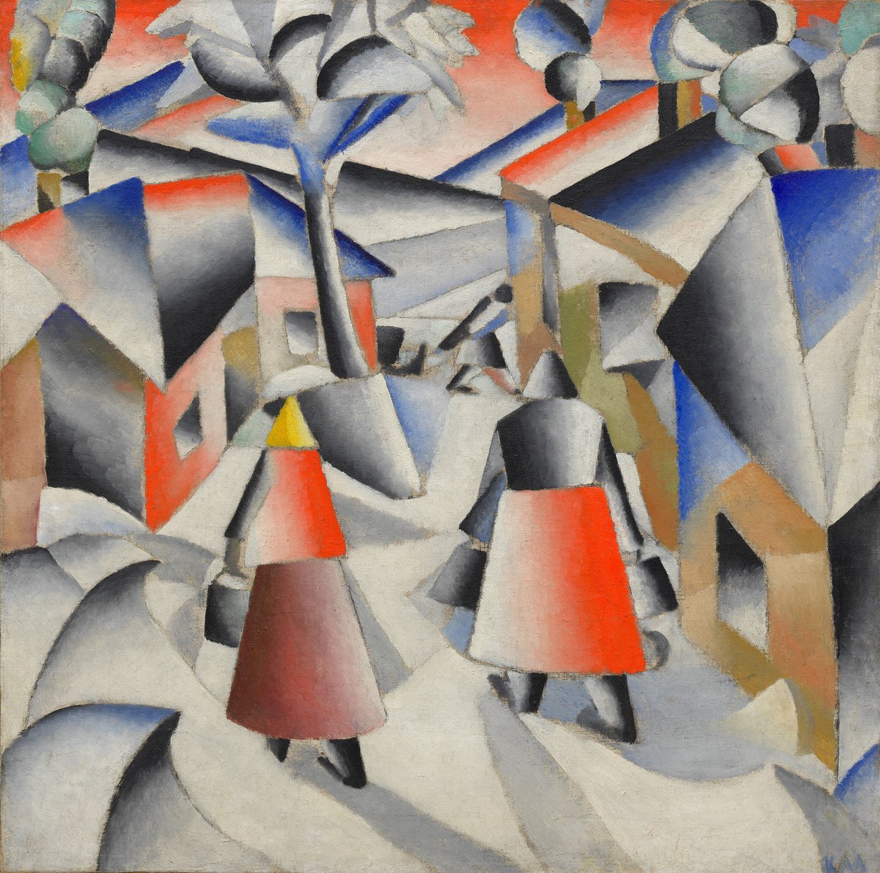 Morgen i landsbyen efter snestorm af Kazimir Severinovich Malevich