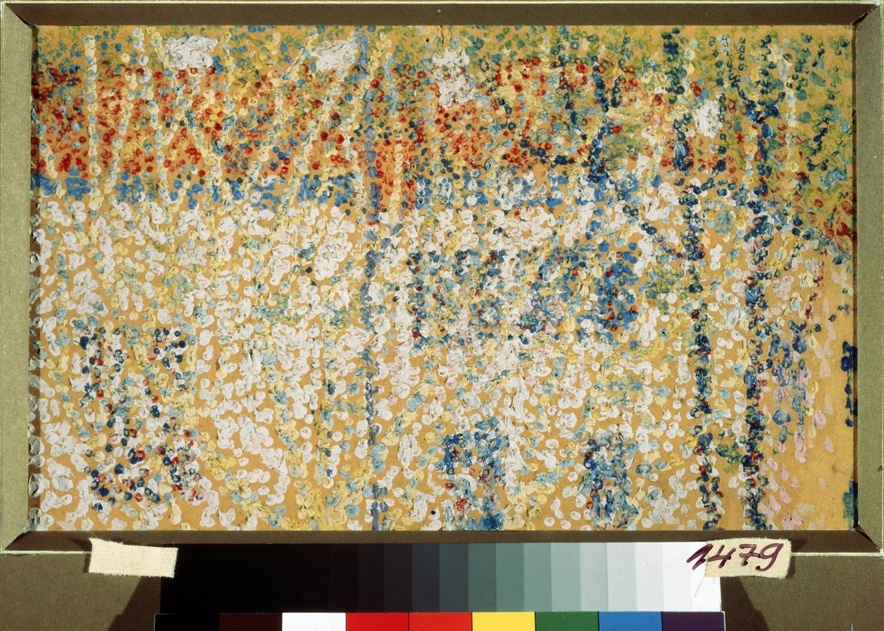 Landskab (Landskab). Værk af Kasimir Severinovich Malevich (Malevich, Malevic) (1878-1935), olie på pap af Kazimir Severinovich Malevich