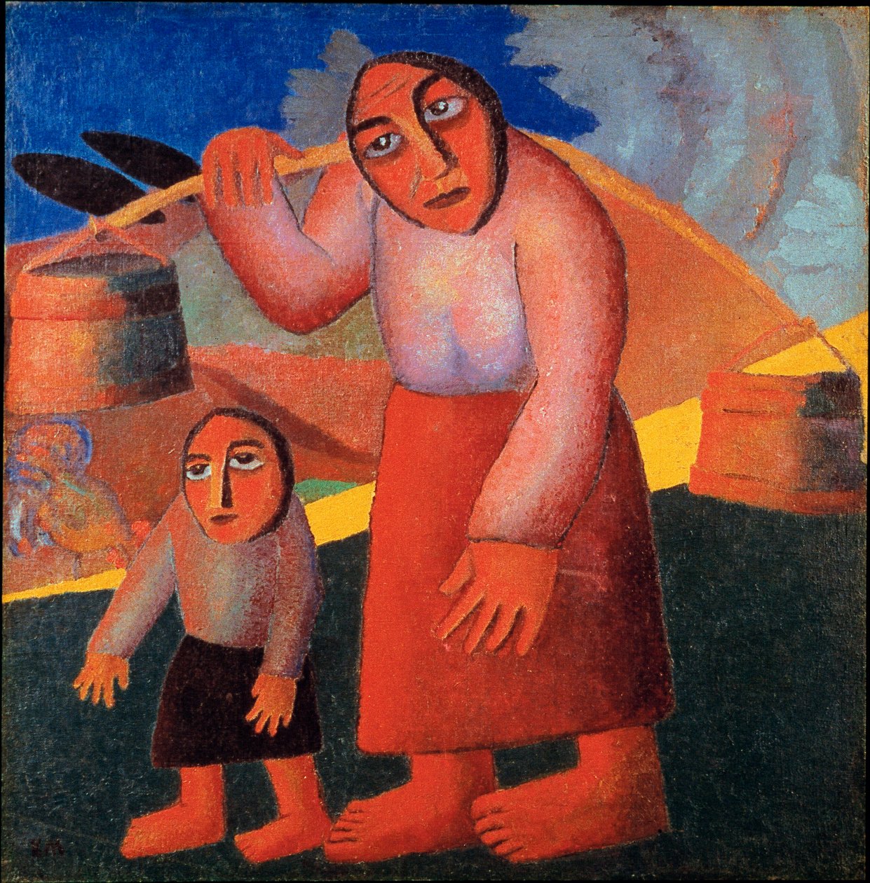 Bonde med spande Maleri af Kasimir Malevic (Malevich, Malevich) (1878-1935) 1911 Søn. 173x73 cm Amsterdam, Stedelijk Museum af Kazimir Severinovich Malevich