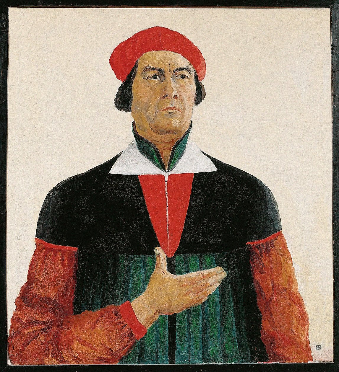 Perfektioneret portræt af Ivan Kljun, maler, elev af Malevich, medlem af gruppen Supremus (maleri på lærred) af Kazimir Severinovich Malevich