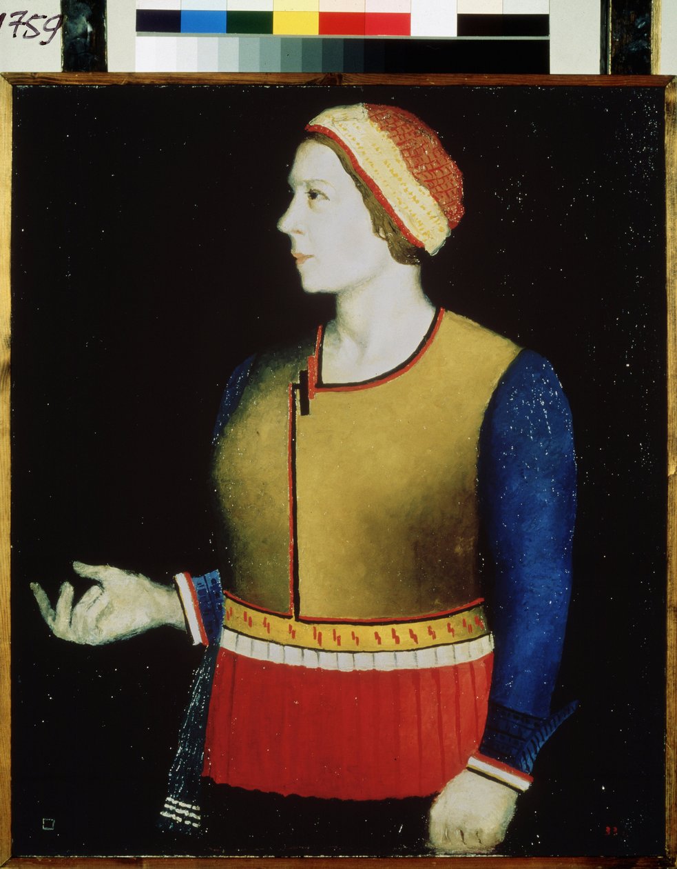 Portræt af Kunstnerens Hustru. Maleri af Kasimir Severinovich Malevich (Malevich, Malevic) (1878-1935), olie på lærred af Kazimir Severinovich Malevich