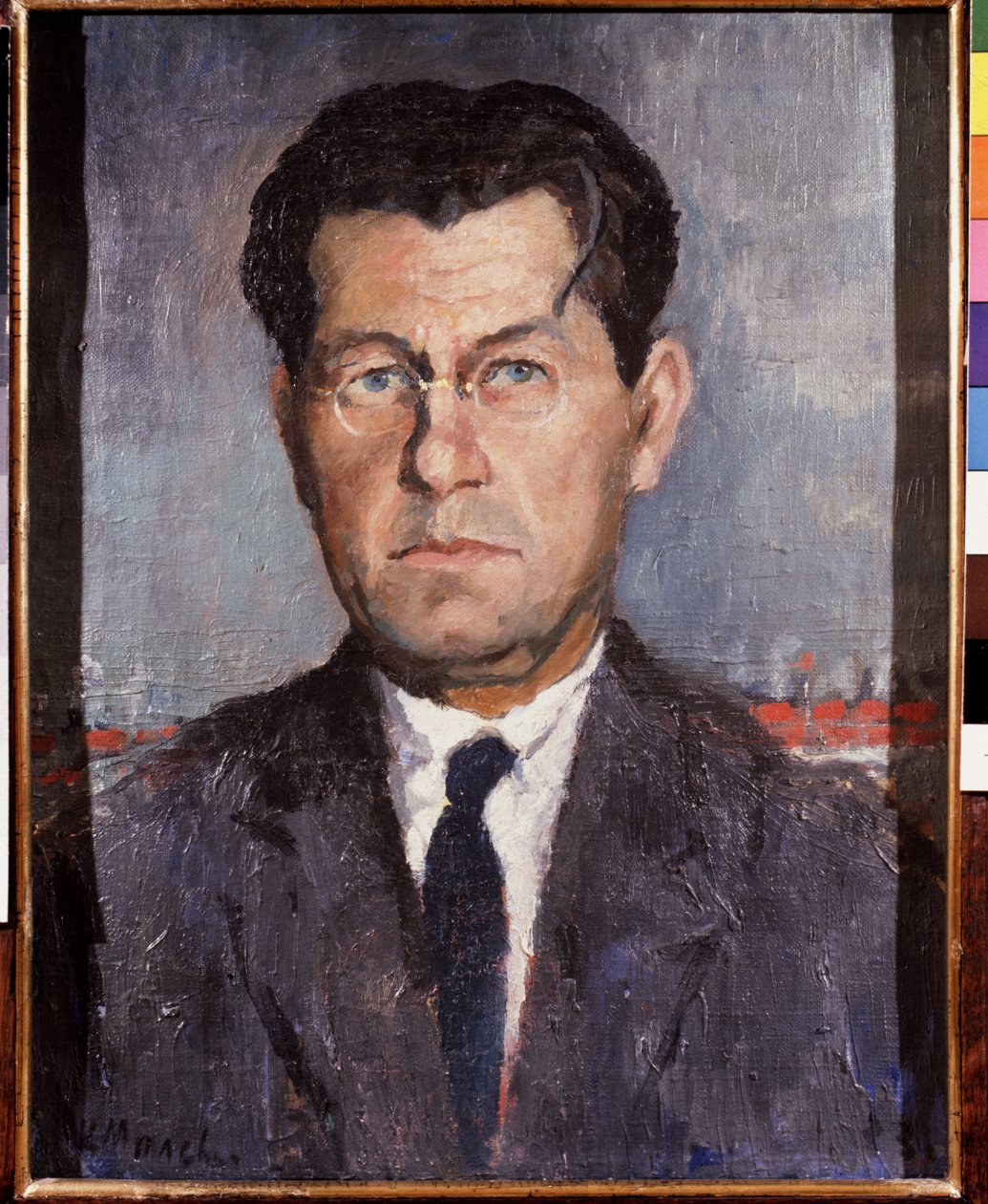 Portræt af kunstnerens bror. Maleri af Kasimir Severinovich Malevich (Malevich, Malevic) (1878-1935), olie på lærred af Kazimir Severinovich Malevich