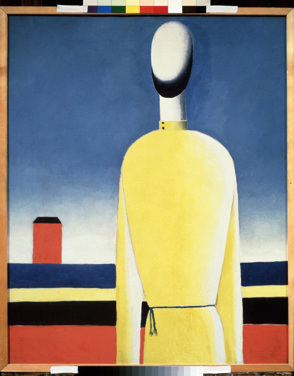 Kompliceret forudanelse. Torso in a Yellow Shirt (Complicated Premonition. Torso in a Yellow Shirt). Maleri af Kasimir Severinovich Malevich (Malevich, Malevic) (1878-1935), olie på lærred af Kazimir Severinovich Malevich