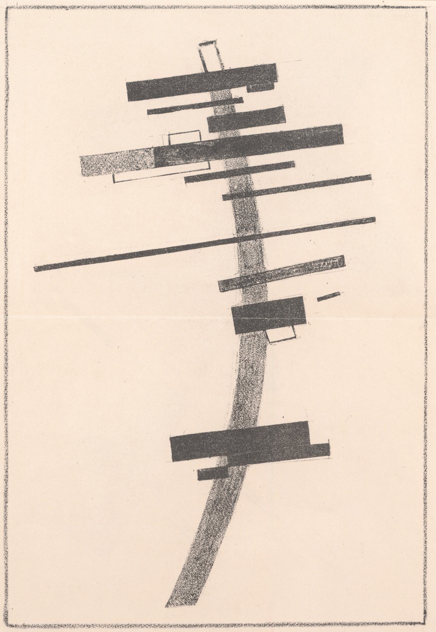 Fornemmelse af bevægelse og forhindring fra "Suprematisme: 34 tegninger" af Kazimir Severinovich Malevich
