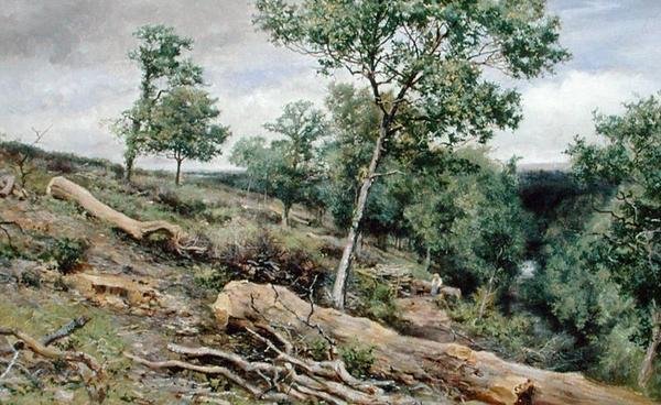 On the Gretna Looking Down the River (olie på lærred) af Keeley Halswelle
