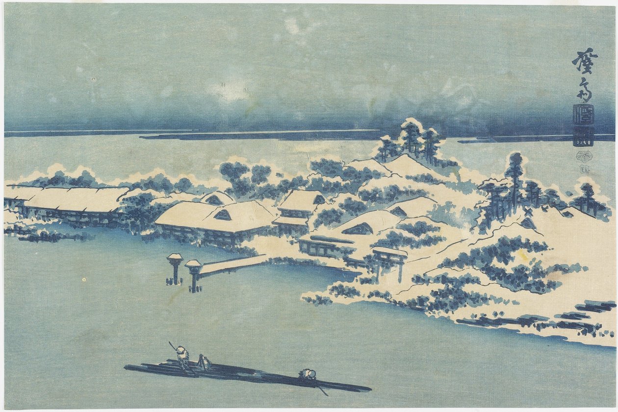 Ølandsby i sne, ca. 1824-1848 af Keisai Eisen