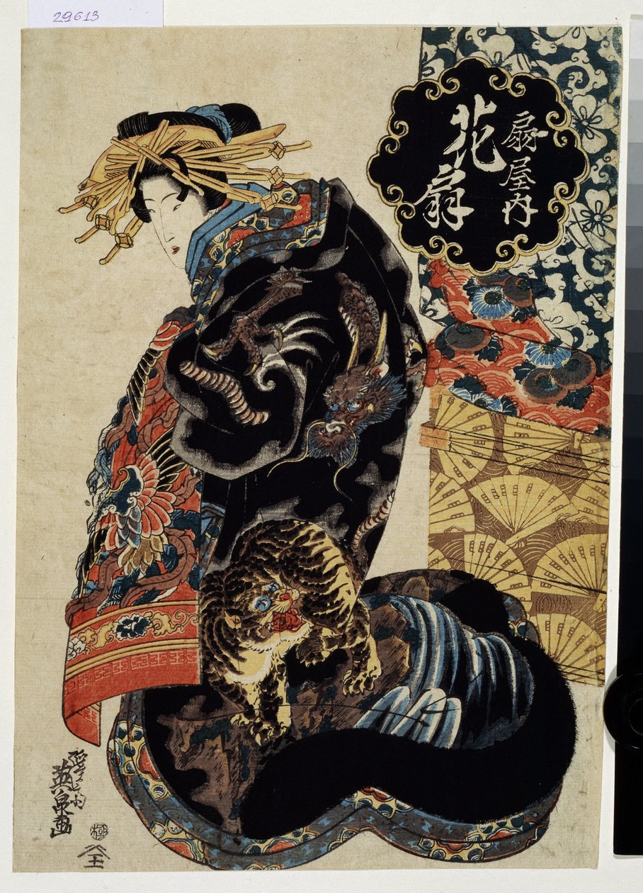 ""La courtisane Hanaogi de la maison Ogiya) (Courtisane Hanaogi fra Ogiya-huset) Estampe (Ukiyo-e) de Keisai Eisen (1790-1848) 1830-1835 Musee Pouchkine Moscou af Keisai Eisen