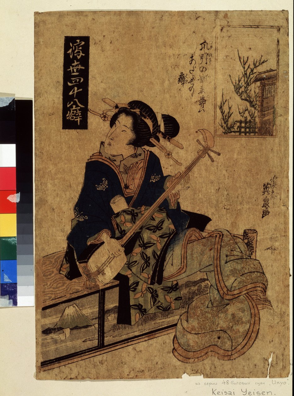 Serie om daglige arbejdere: ""musikeren fra Shamisen"" Tryk (Ukiyo-e) (Ukiyo e) af Keisai Eisen (1790-1848) omkring 1820 Pushkin Museum Moskva af Keisai Eisen