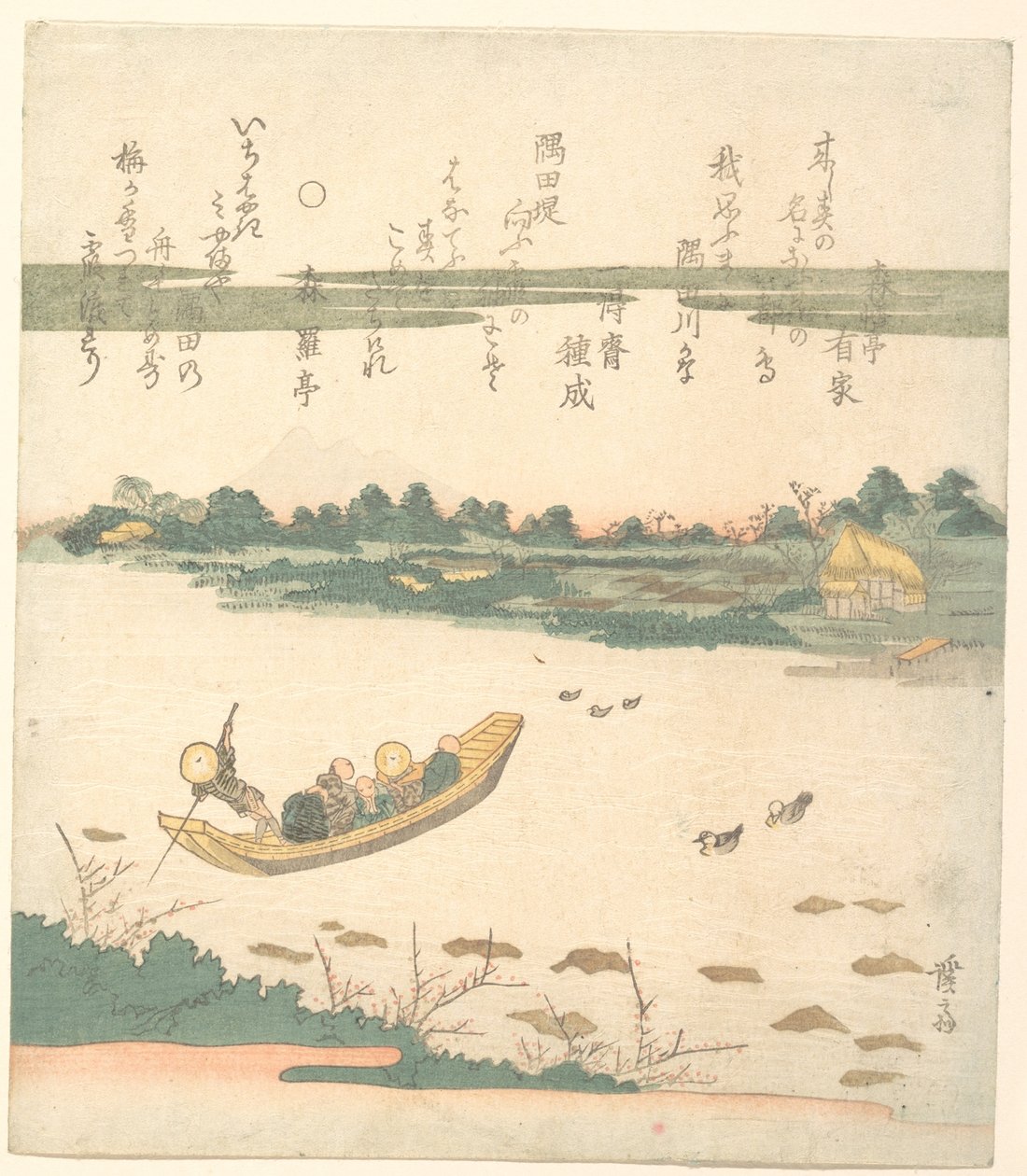 Færgebåd, der krydser Sumida-floden af Keisai Eisen