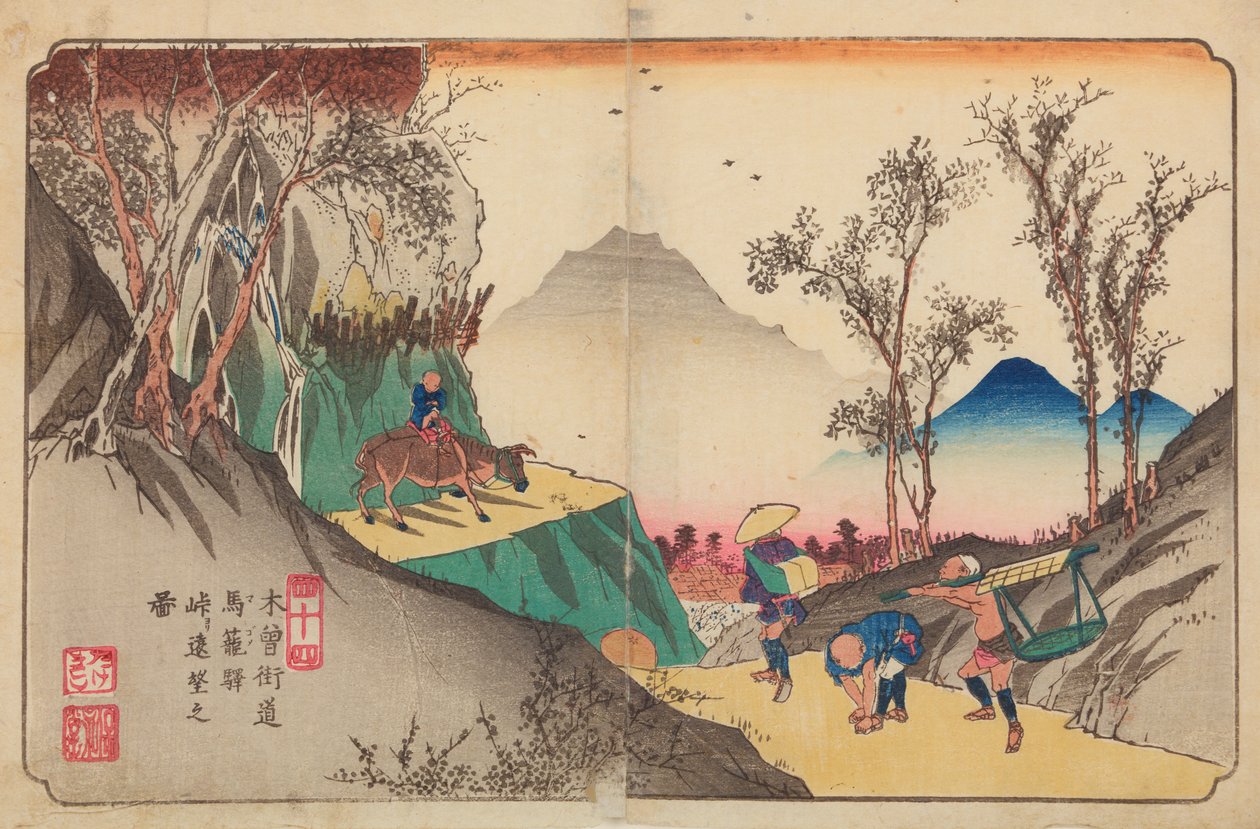 Magome, tavle 44 fra serien: Niogtres stationer på Kisokaido-vejen / Kisokaido rokujukyu tsugi-no uchi af Keisai Eisen